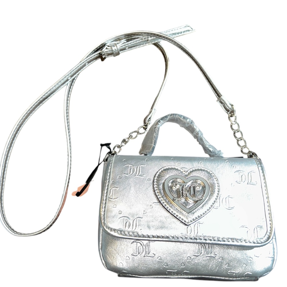 😍❌SALE❌Juicy Couture Silver “ONLY YOU N ME” Flap Crossbody NEW🔥NWT